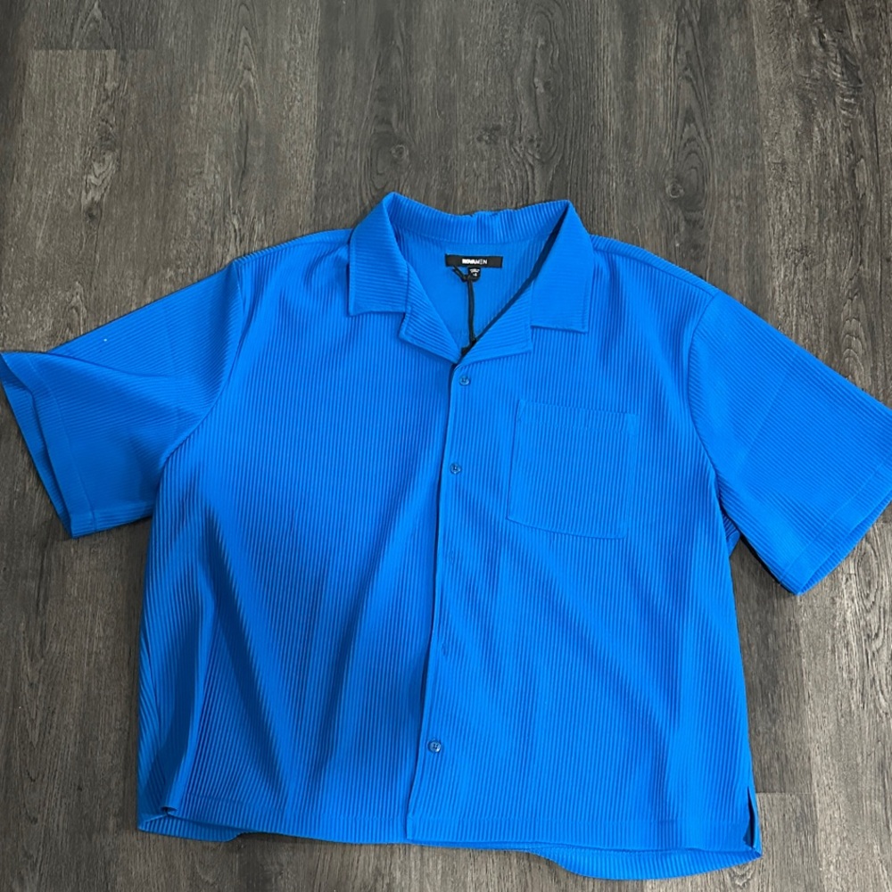 Vibrant Blue Casual Button Down Shirt